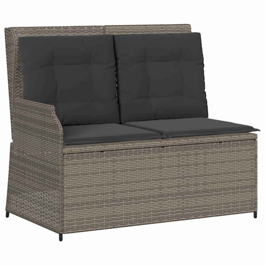 Gartenbank mit Kissen Grau Poly Rattan