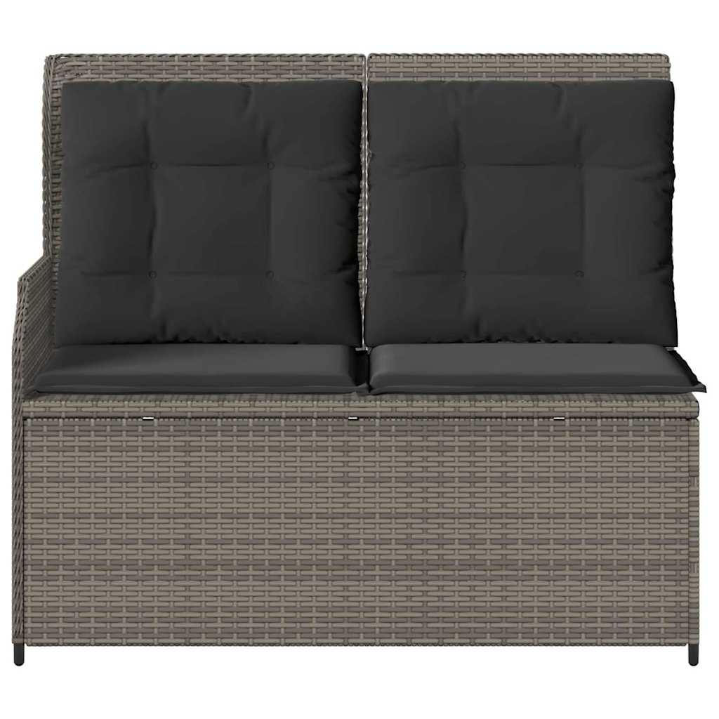 Gartenbank mit Kissen Grau Poly Rattan