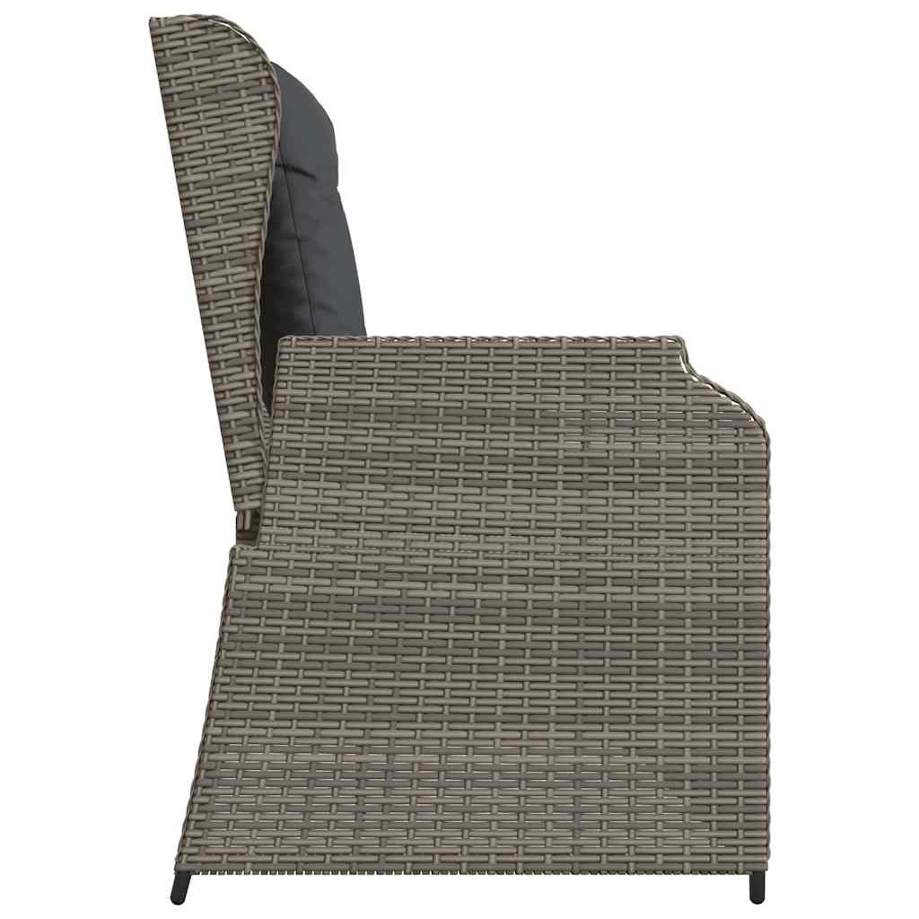 Gartenbank mit Kissen Grau Poly Rattan