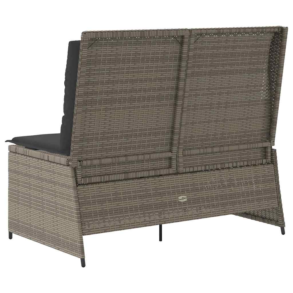 Gartenbank mit Kissen Grau Poly Rattan
