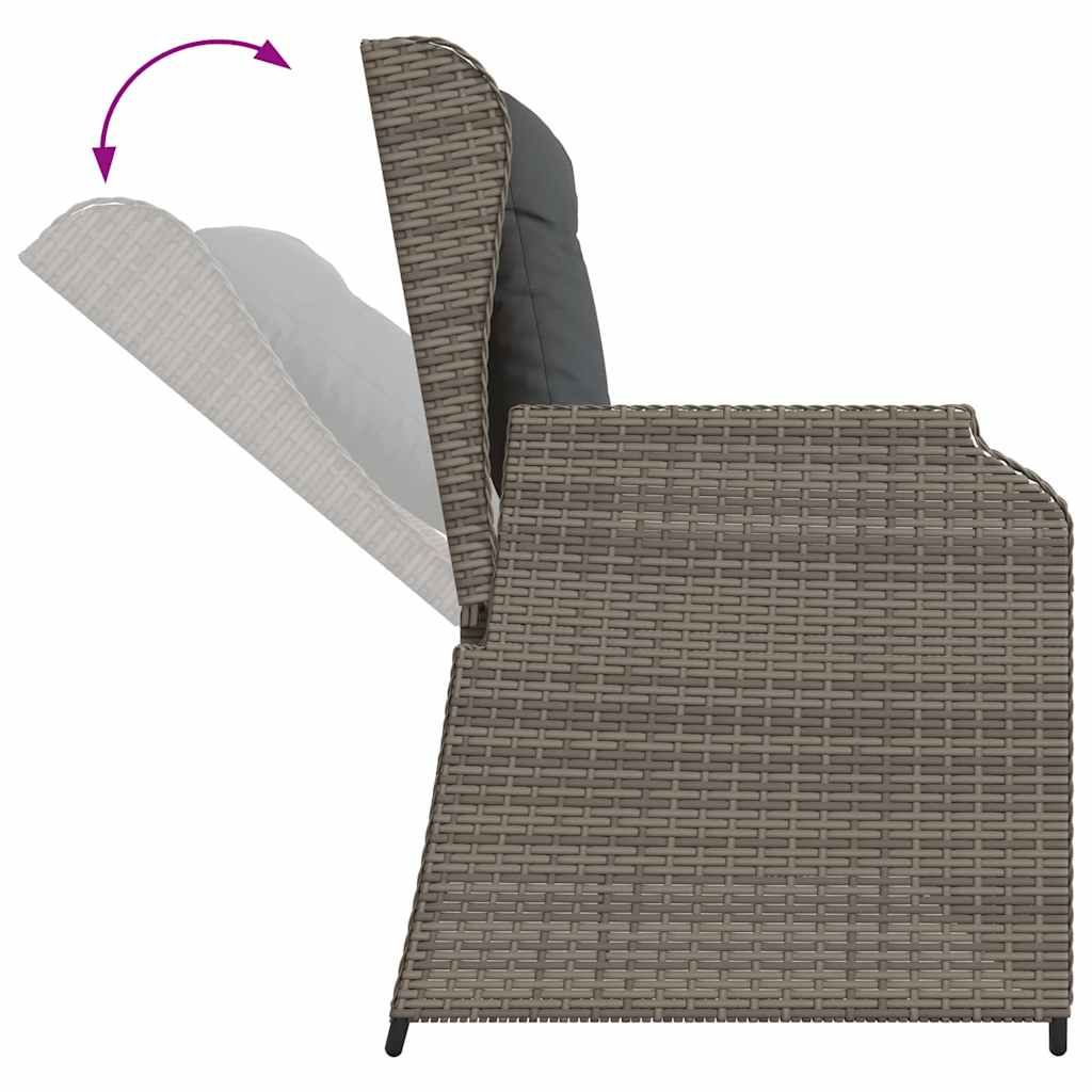 Gartenbank mit Kissen Grau Poly Rattan