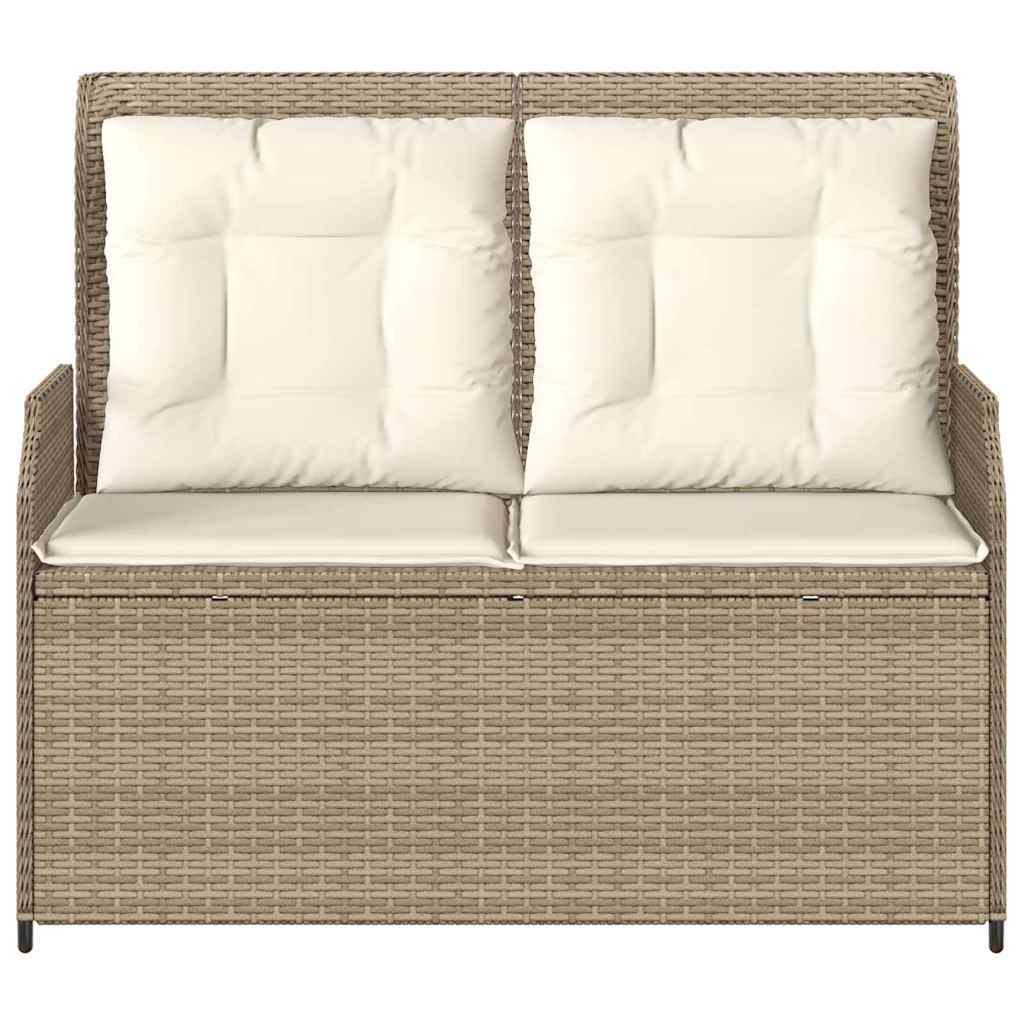 Gartenbank mit Kissen Beige Poly Rattan