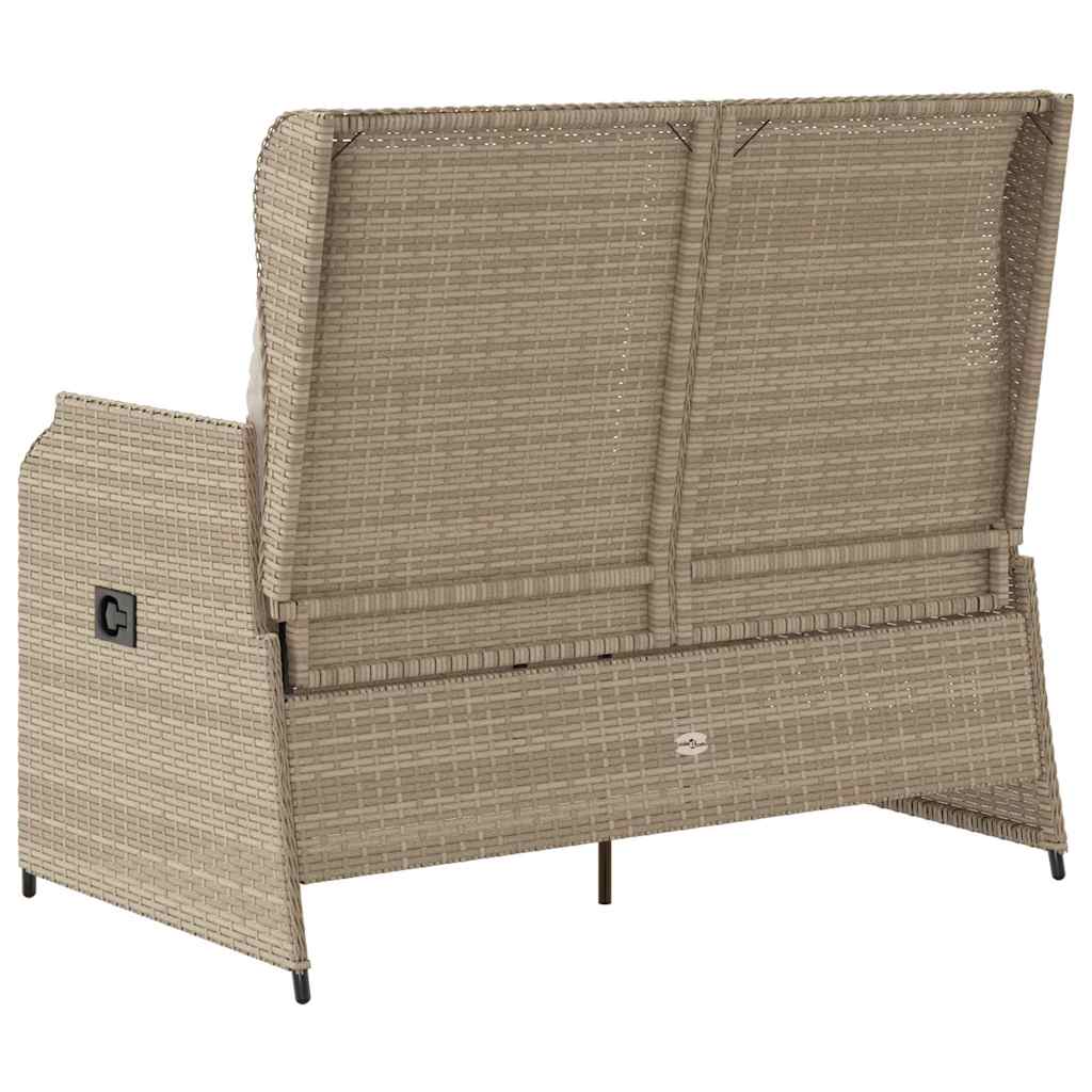 Gartenbank mit Kissen Beige Poly Rattan