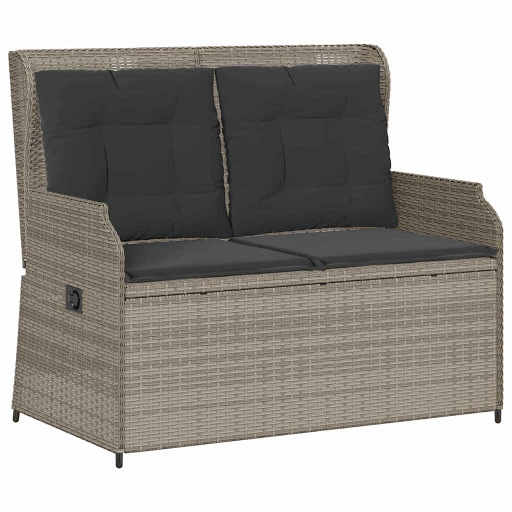 Gartenbank mit Kissen Hellgrau Poly Rattan