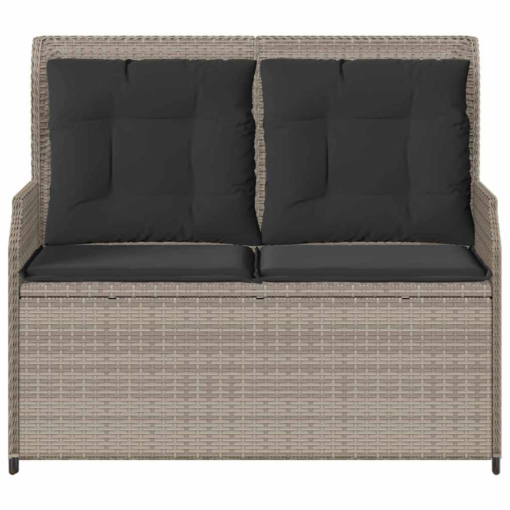 Gartenbank mit Kissen Hellgrau Poly Rattan
