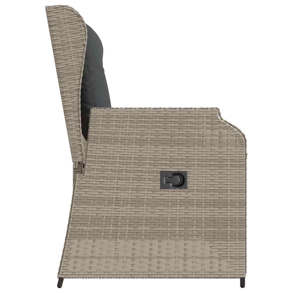 Gartenbank mit Kissen Hellgrau Poly Rattan