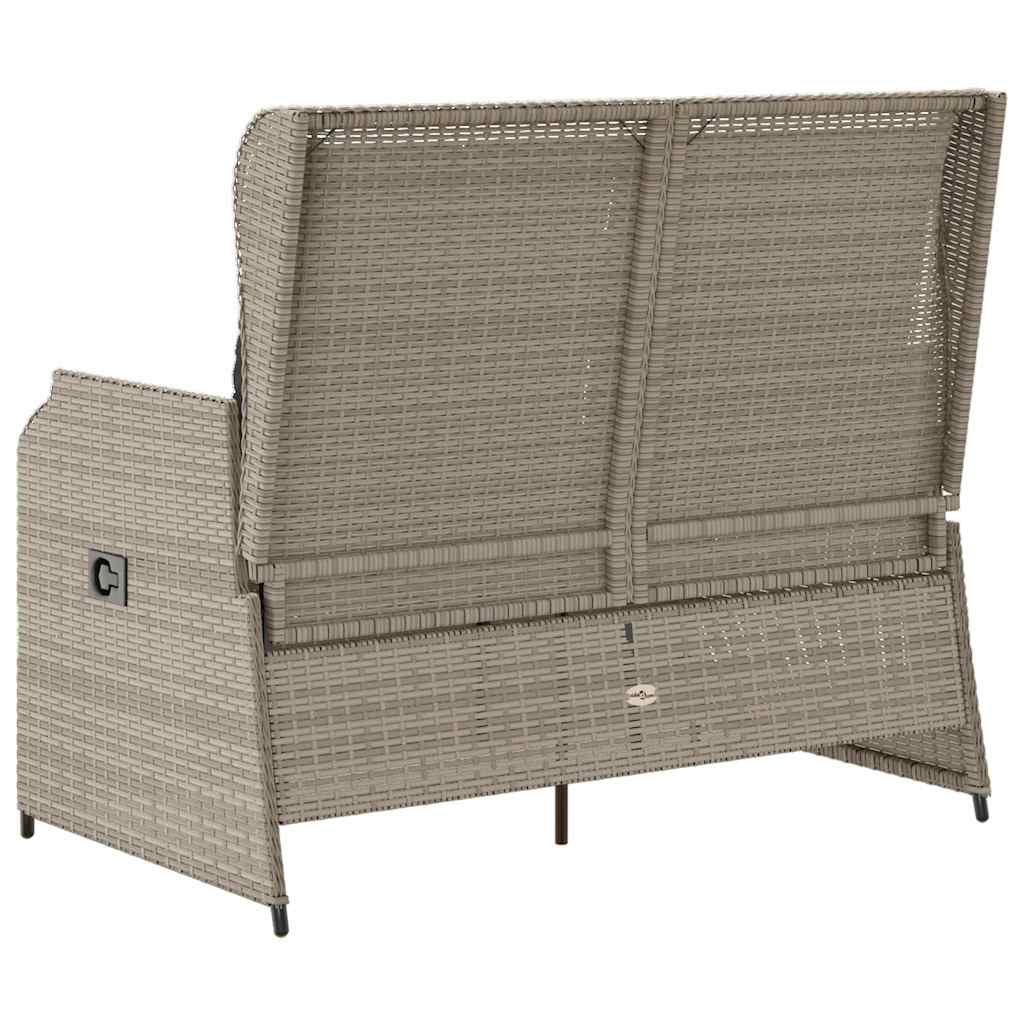 Gartenbank mit Kissen Hellgrau Poly Rattan