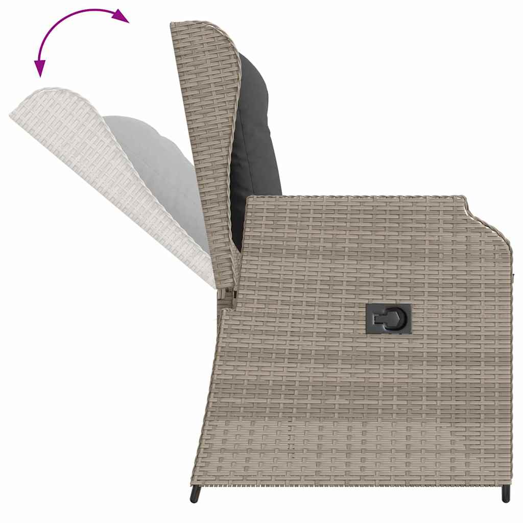 Gartenbank mit Kissen Hellgrau Poly Rattan