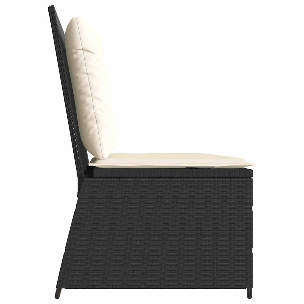 Gartenbank mit Kissen Schwarz Poly Rattan