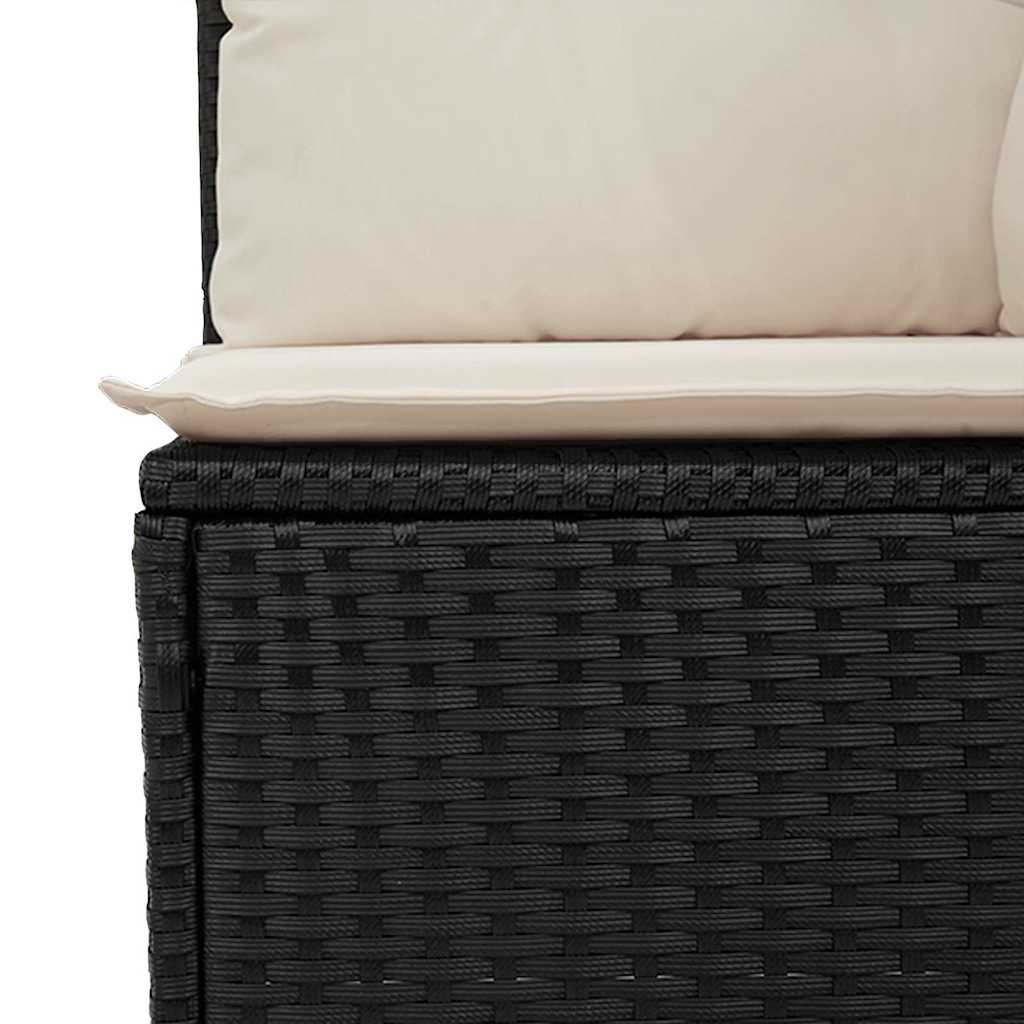 Gartenbank mit Kissen Schwarz Poly Rattan