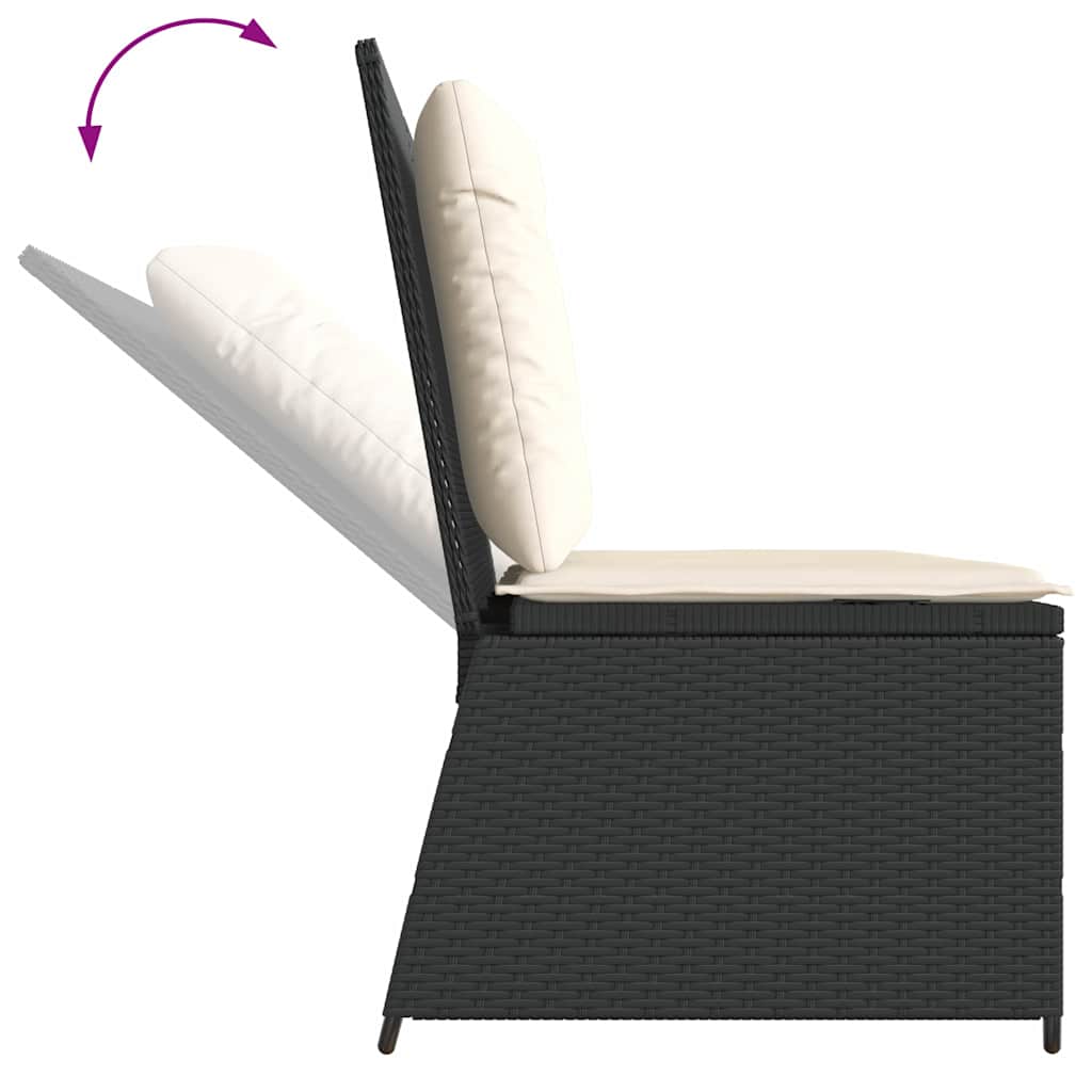 Gartenbank mit Kissen Schwarz Poly Rattan