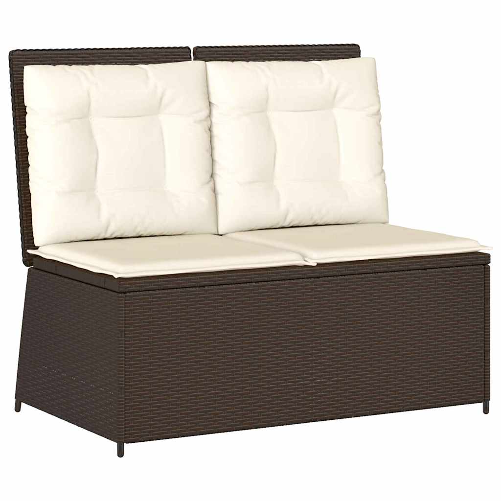 Gartenbank mit Kissen Braun Poly Rattan