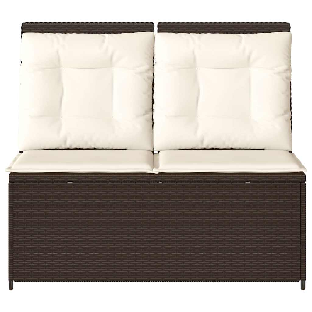 Gartenbank mit Kissen Braun Poly Rattan