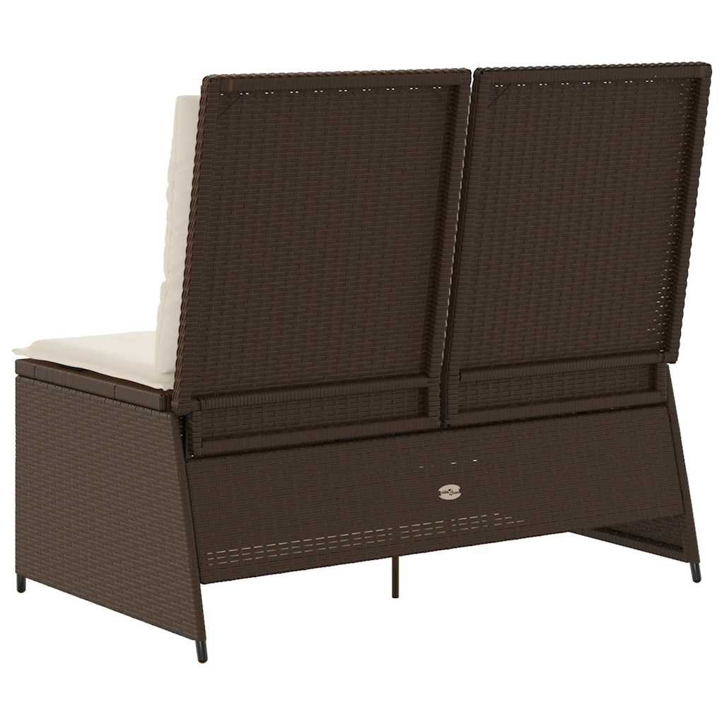Gartenbank mit Kissen Braun Poly Rattan