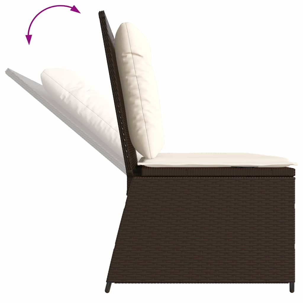 Gartenbank mit Kissen Braun Poly Rattan