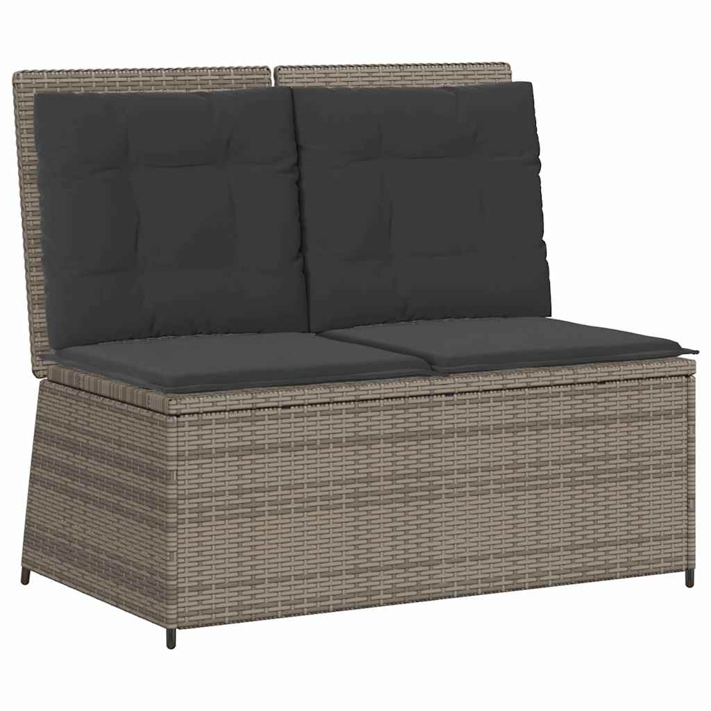 Gartenbank mit Kissen Grau Poly Rattan