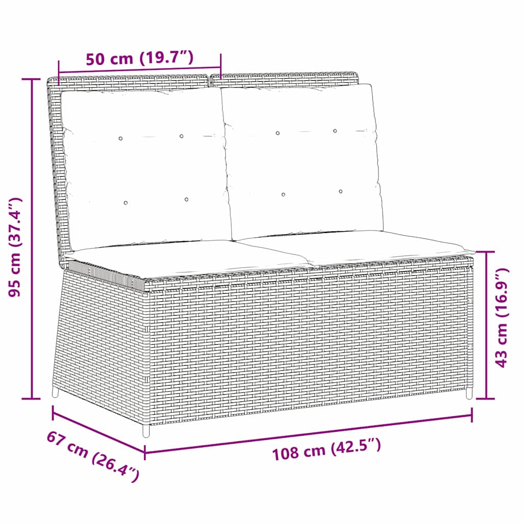 Gartenbank mit Kissen Grau Poly Rattan
