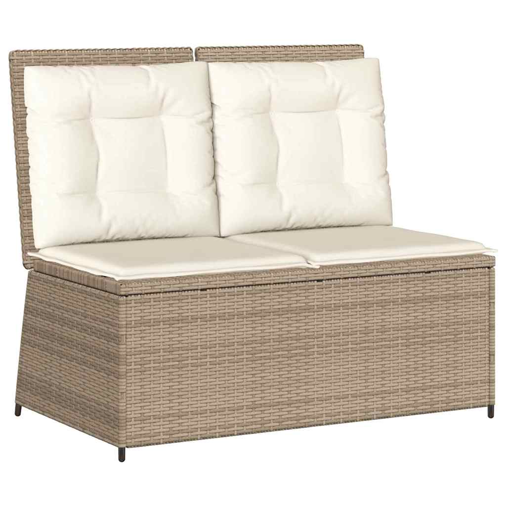 Gartenbank mit Kissen Beige Poly Rattan