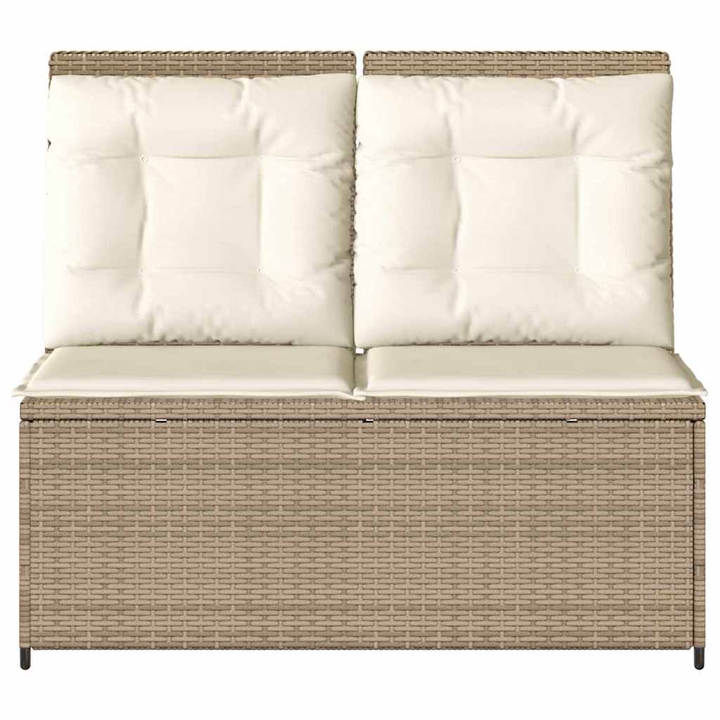 Gartenbank mit Kissen Beige Poly Rattan