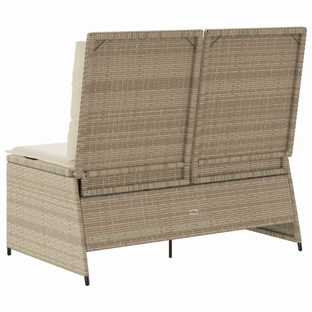 Gartenbank mit Kissen Beige Poly Rattan