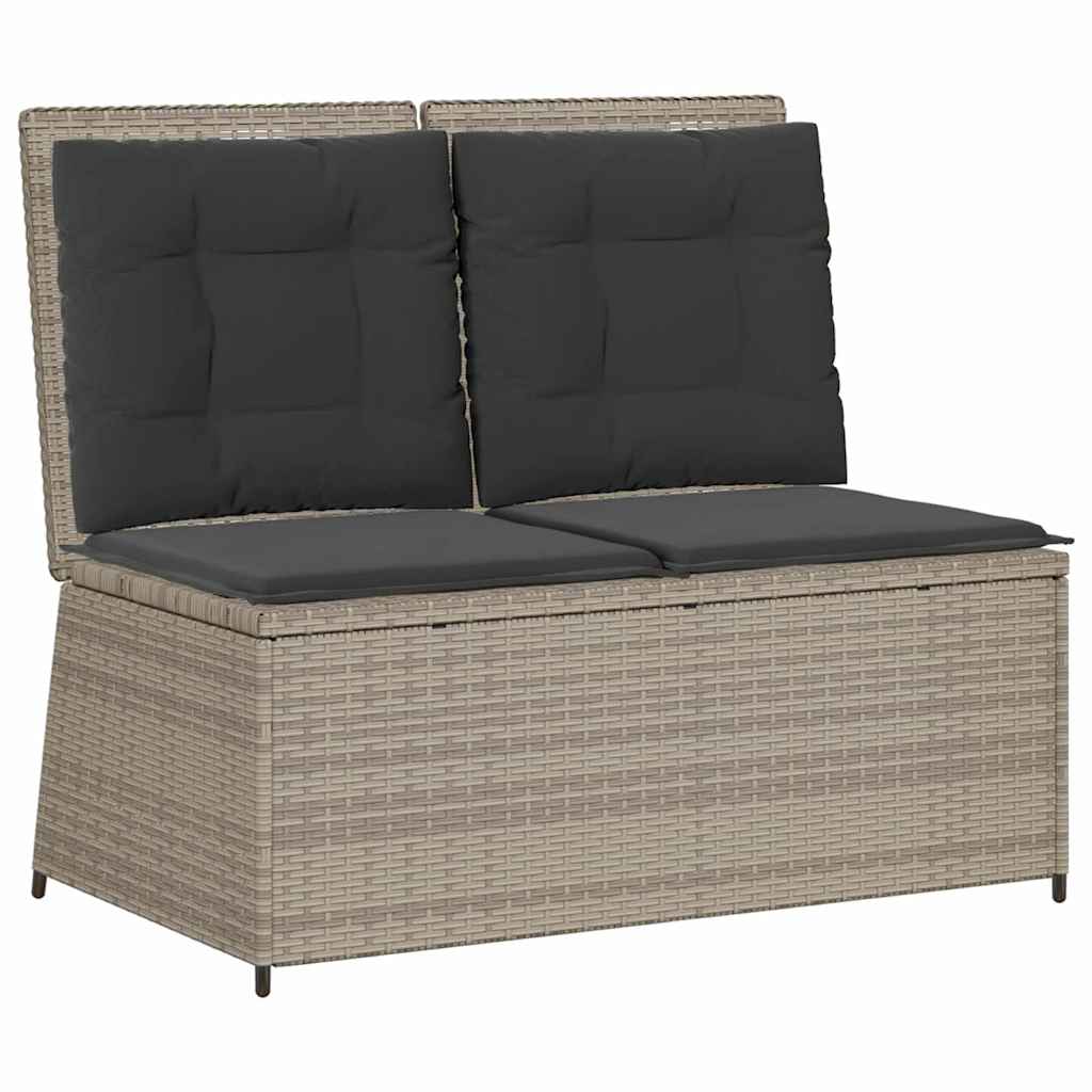Gartenbank mit Kissen Hellgrau Poly Rattan