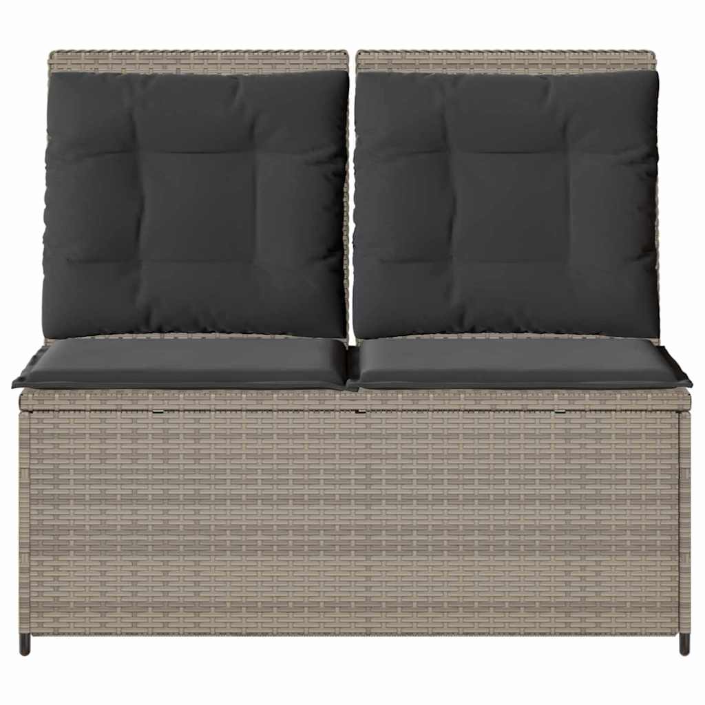 Gartenbank mit Kissen Hellgrau Poly Rattan