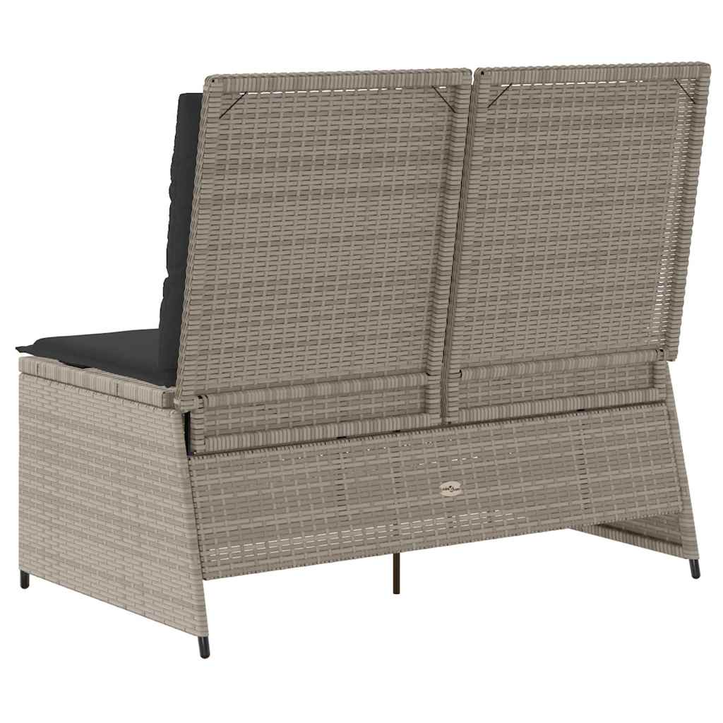Gartenbank mit Kissen Hellgrau Poly Rattan