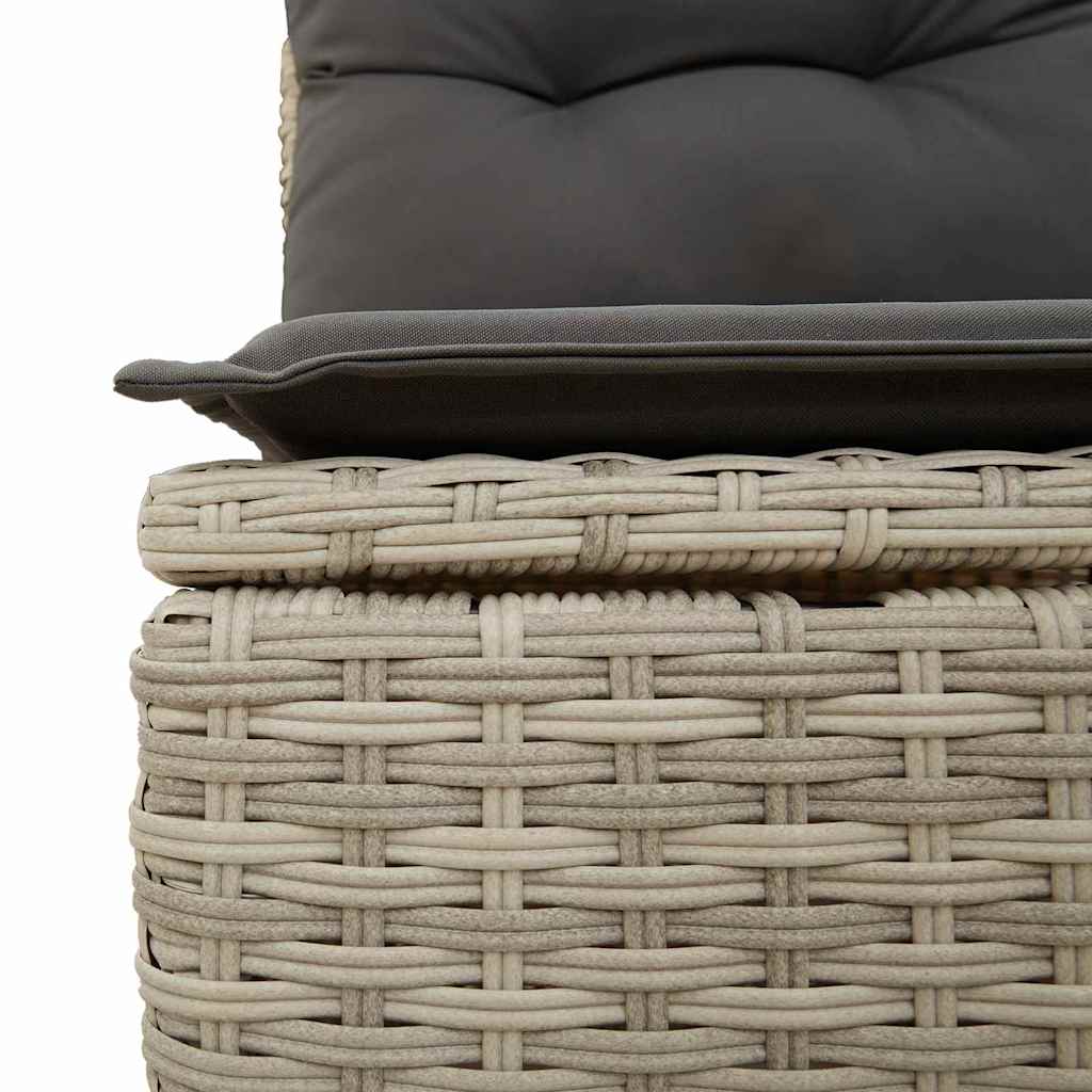 Gartenbank mit Kissen Hellgrau Poly Rattan