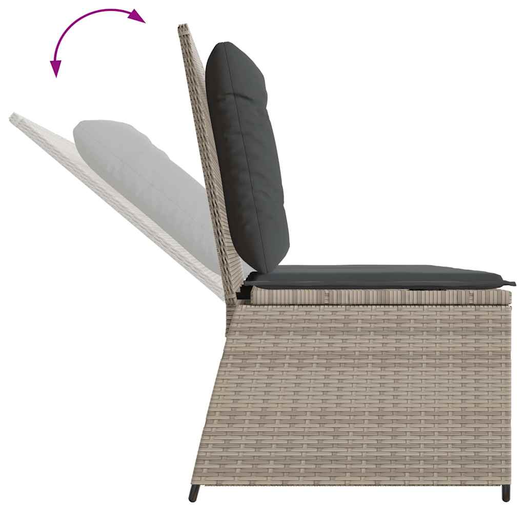 Gartenbank mit Kissen Hellgrau Poly Rattan