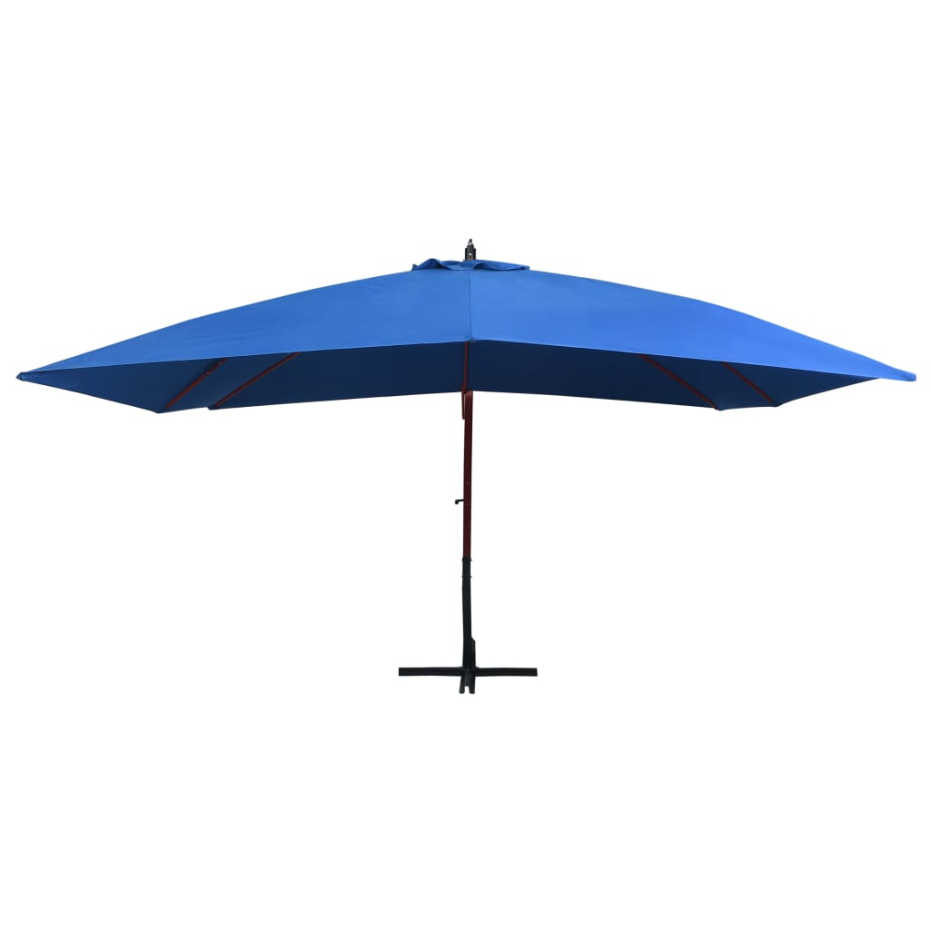 Ampelschirm mit Holz-Mast 400x300 cm Blau