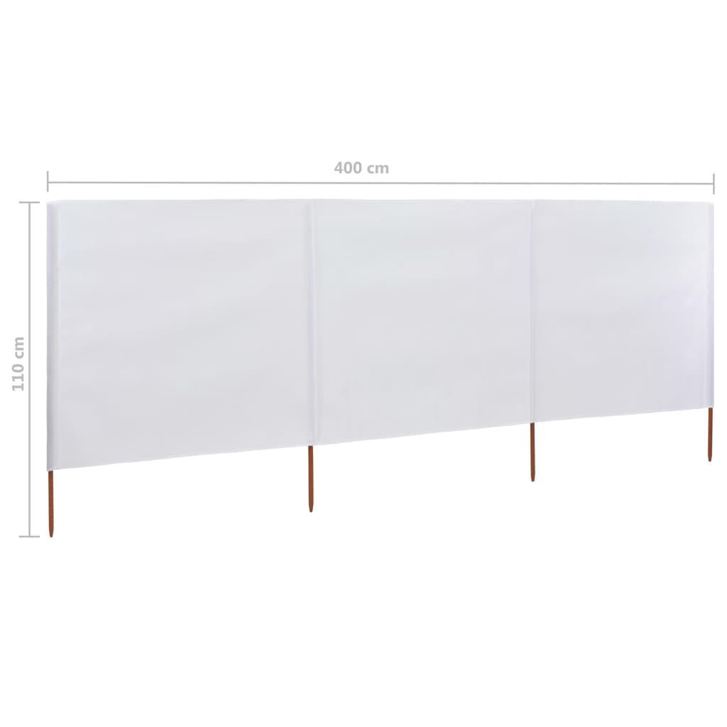 3-teiliges Windschutzgewebe 400 x 80 cm Sandweiß