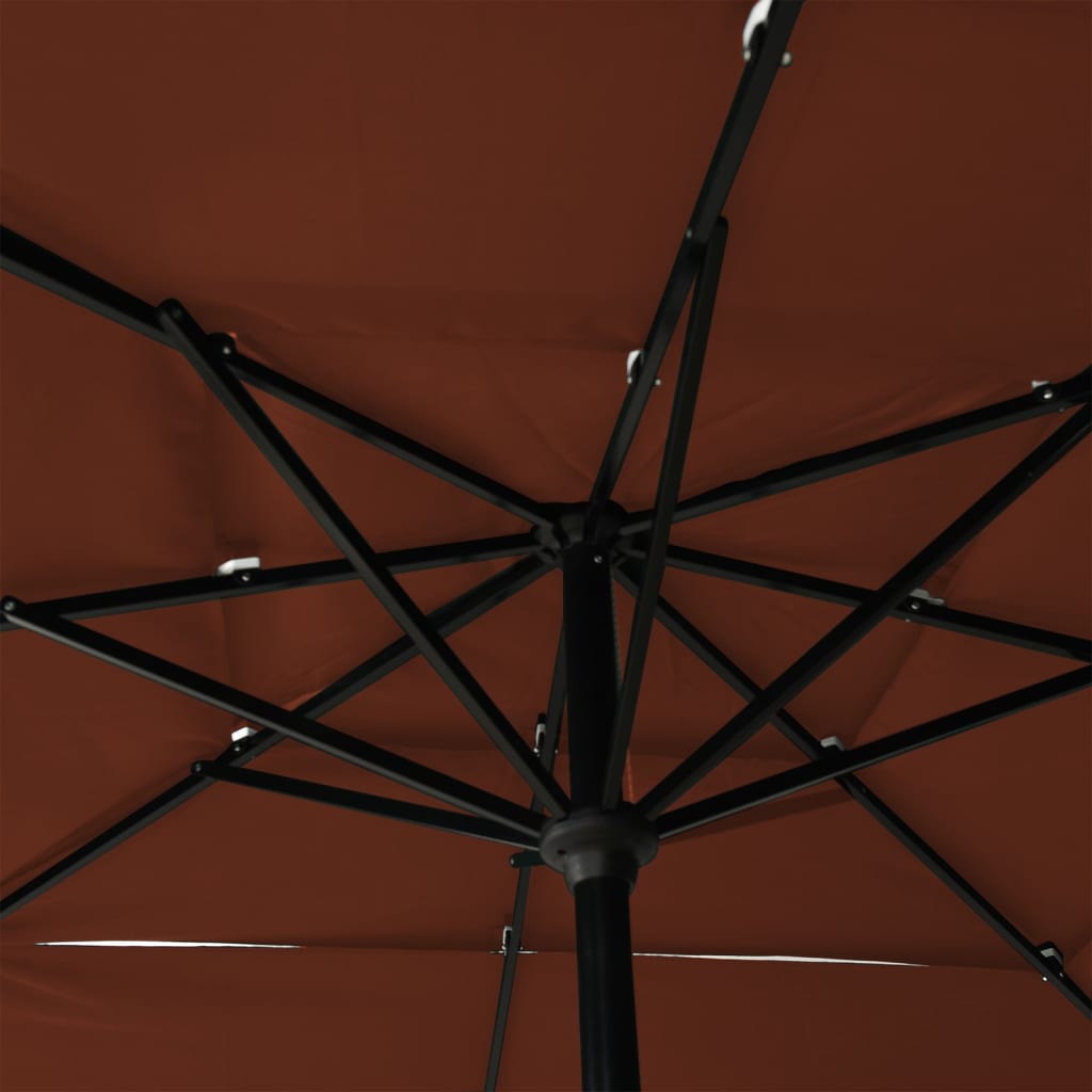 Sonnenschirm mit Aluminium-Mast 3-lagig Terrakottarot 2,5x2,5 m