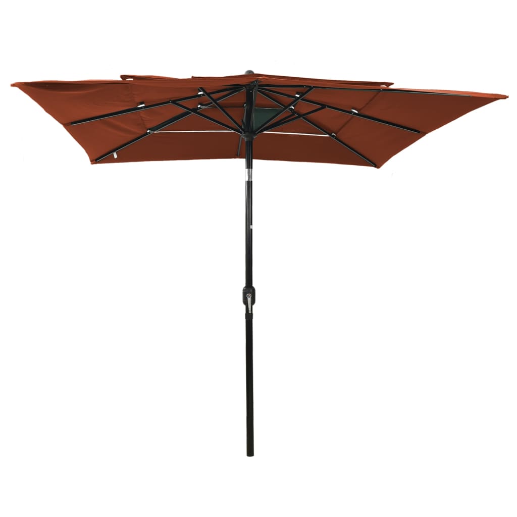 Sonnenschirm mit Aluminium-Mast 3-lagig Terrakottarot 2,5x2,5 m