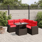 6-teiliges Gartensofa-Set mit Kissen, braun, Polyrattan