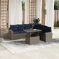 7-teiliges Gartensofa-Set mit Kissen, grau, Polyrattan