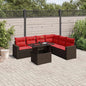 7-teiliges Gartensofa-Set mit Kissen, braun, Polyrattan
