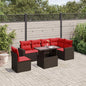 7-teiliges Gartensofa-Set mit Kissen, braun, Polyrattan