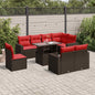 9-teiliges Gartensofa-Set mit Kissen, braun, Polyrattan