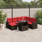 8-teiliges Gartensofa-Set mit Kissen, braun, Polyrattan