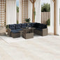 9-teiliges Gartensofa-Set mit Kissen, grau, Polyrattan