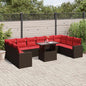 11-teiliges Gartensofa-Set mit Kissen, braun, Polyrattan