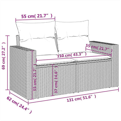 11-teiliges Gartensofa-Set mit Kissen, braun, Polyrattan