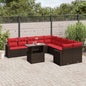 11-teiliges Gartensofa-Set mit Kissen, braun, Polyrattan