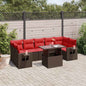 8-teiliges Gartensofa-Set mit Kissen, braun, Polyrattan