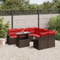 9-teiliges Gartensofa-Set mit Kissen, braun, Polyrattan