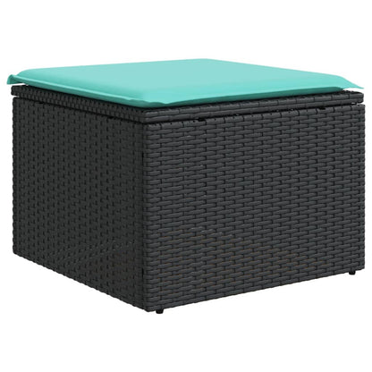 6-teiliges Gartensofa-Set mit Kissen, schwarzes Polyrattan
