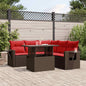 6-teiliges Gartensofa-Set mit Kissen, braun, Polyrattan