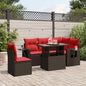 6-teiliges Gartensofa-Set mit Kissen, braun, Polyrattan