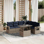 7-teiliges Gartensofa-Set mit Kissen, grau, Polyrattan