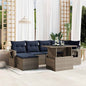7-teiliges Gartensofa-Set mit Kissen, grau, Polyrattan